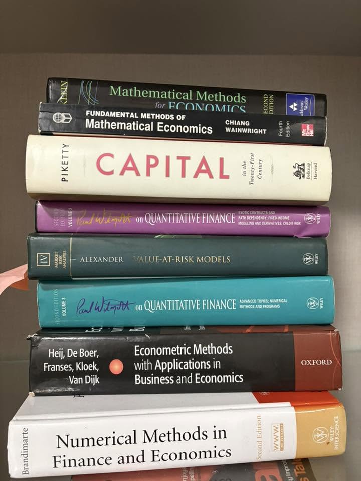Second stack — Mathematical Methods for Economics, Capital by Piketty, Value-at-Risk Models, Econometric Methods, Numerical Methods in Finance and Economics